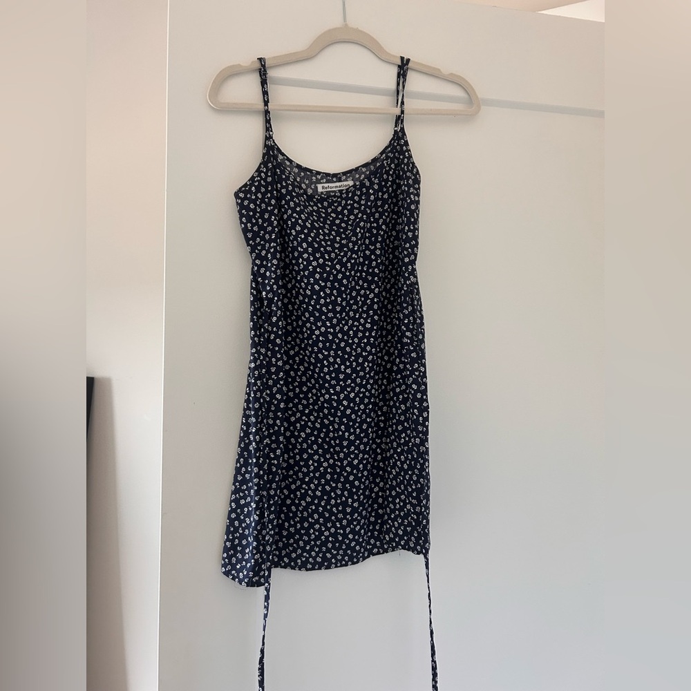 Reformation Caruso Dress in Navy